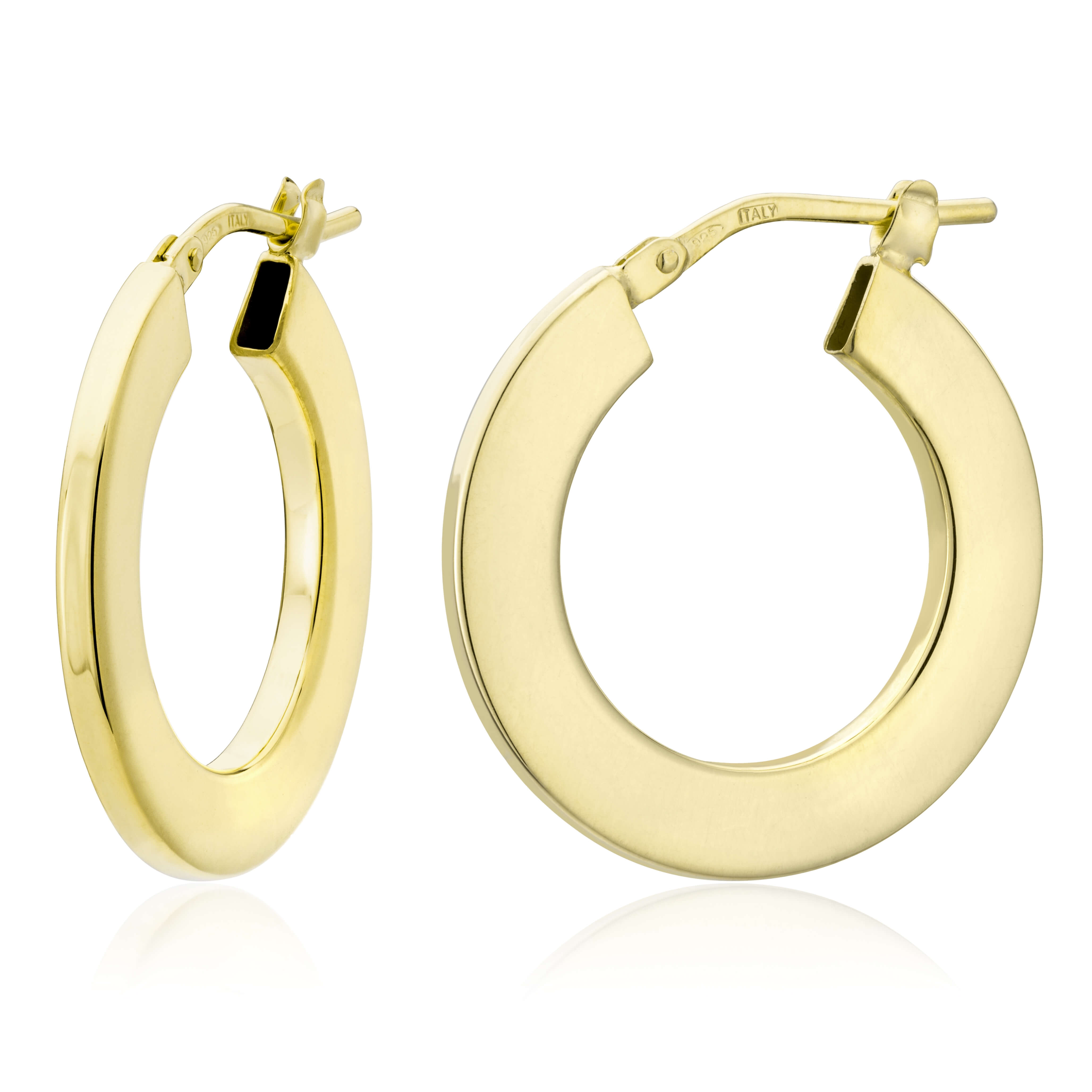 BOUCLES D'OREILLES TUBE PLAT RONDS MOYENS EN JAUNE