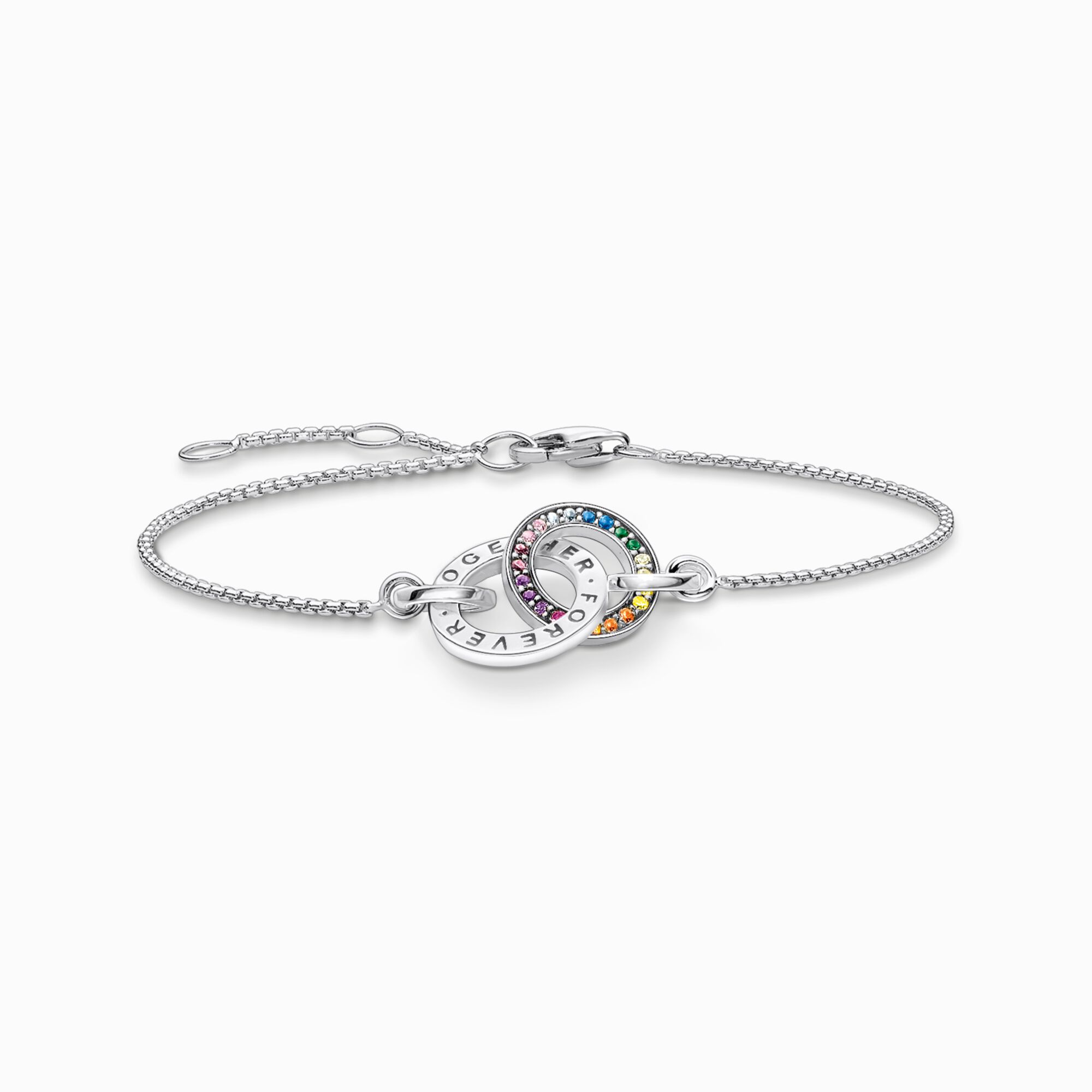  Bracelet « Toghether », argent noirci et gemmes multicolores