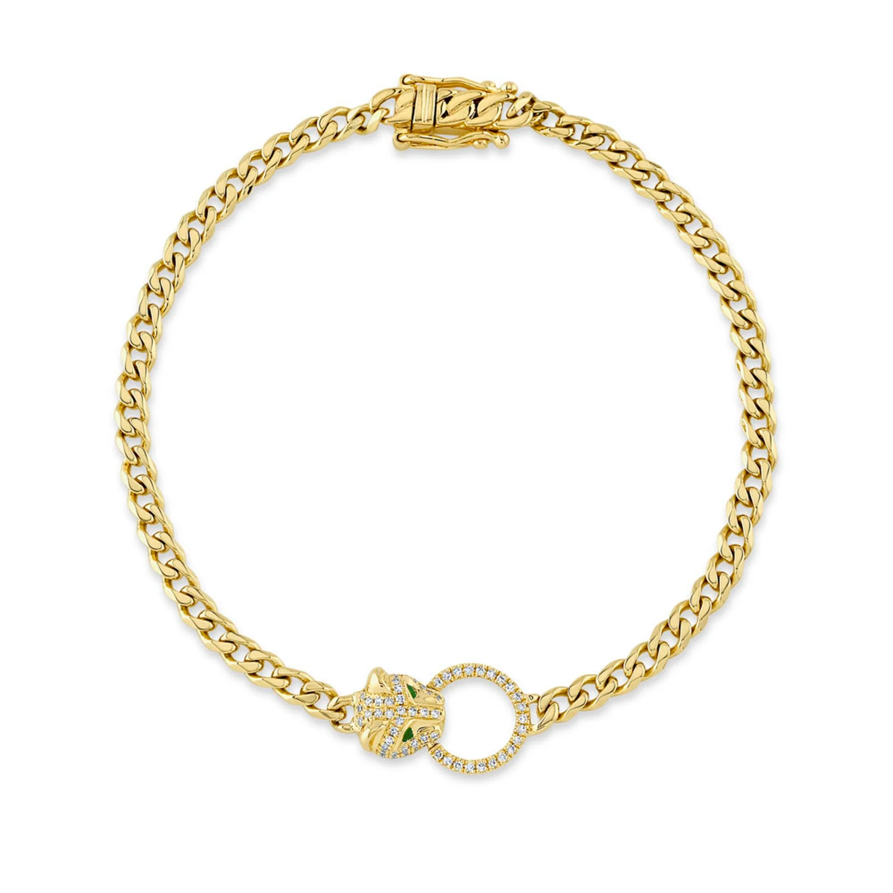 Bracelet or jaune 14kt, diamants et emeraudes - sc55022972 - 