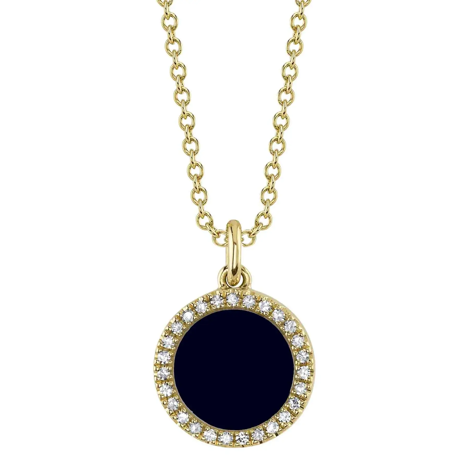 collier 14kt et pendentif double nacre et onyx avec diamants - sc55025780 - 