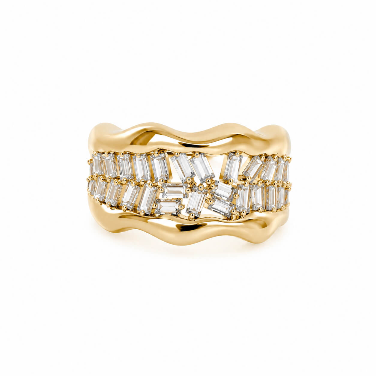 Jonc or jaune 14kt avec diamants naturels - dr1282y - Roman Jules