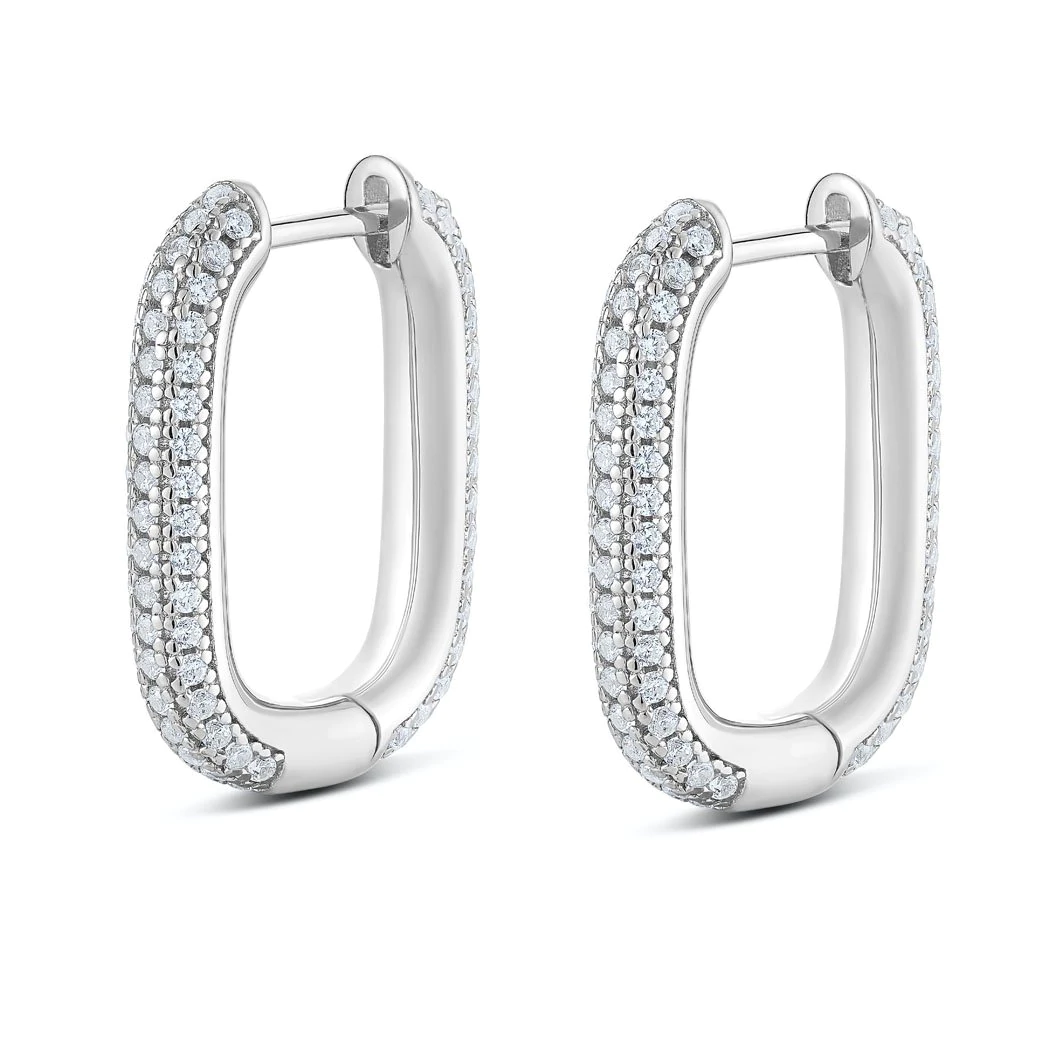 boucle d`oreille miss mimi anneaux rectangle argent zircon