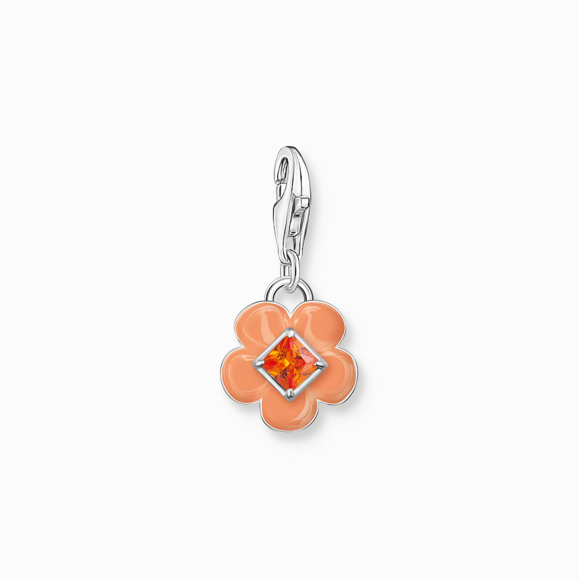 pendentif charm fleur avec pierre orange argent - t2029-041-8 - Thomas Sabo