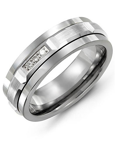 Jonc madani cobalt et or 10k 6 pts diamants 7mm