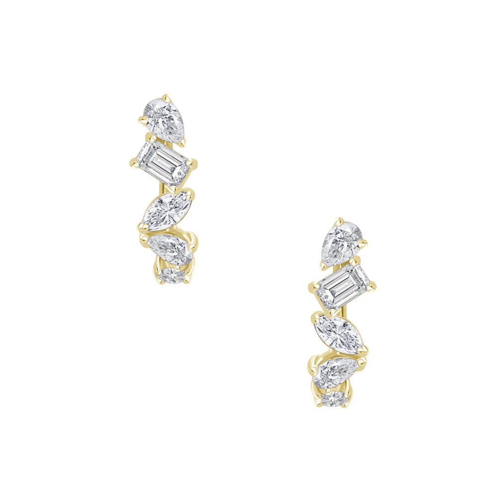 Boucles d'oreilles en or jaune 18kt et diamants