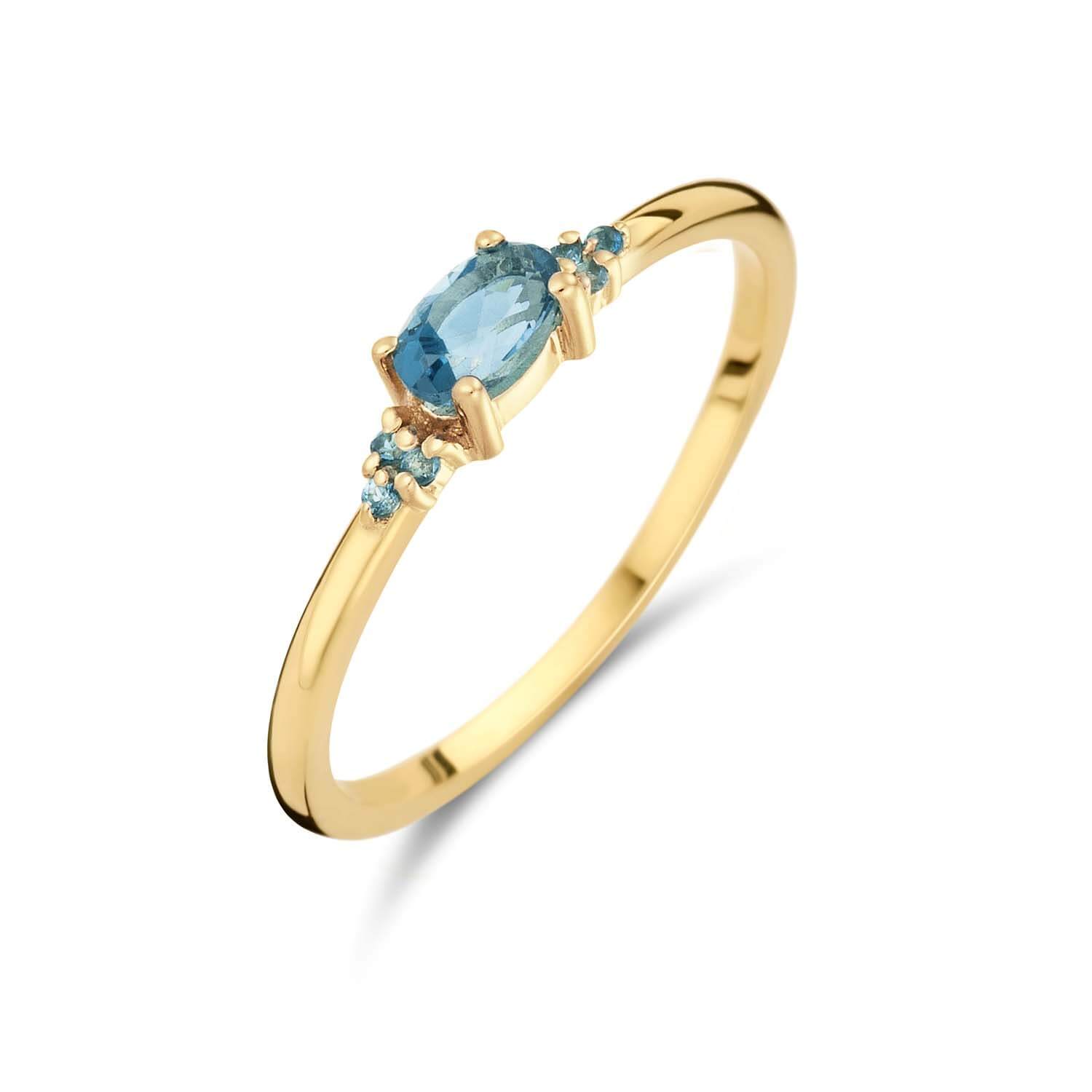 Bague Vintage en topaze bleu de Londres - Or 14 carats - jkr24.449 - Jackie 14kt