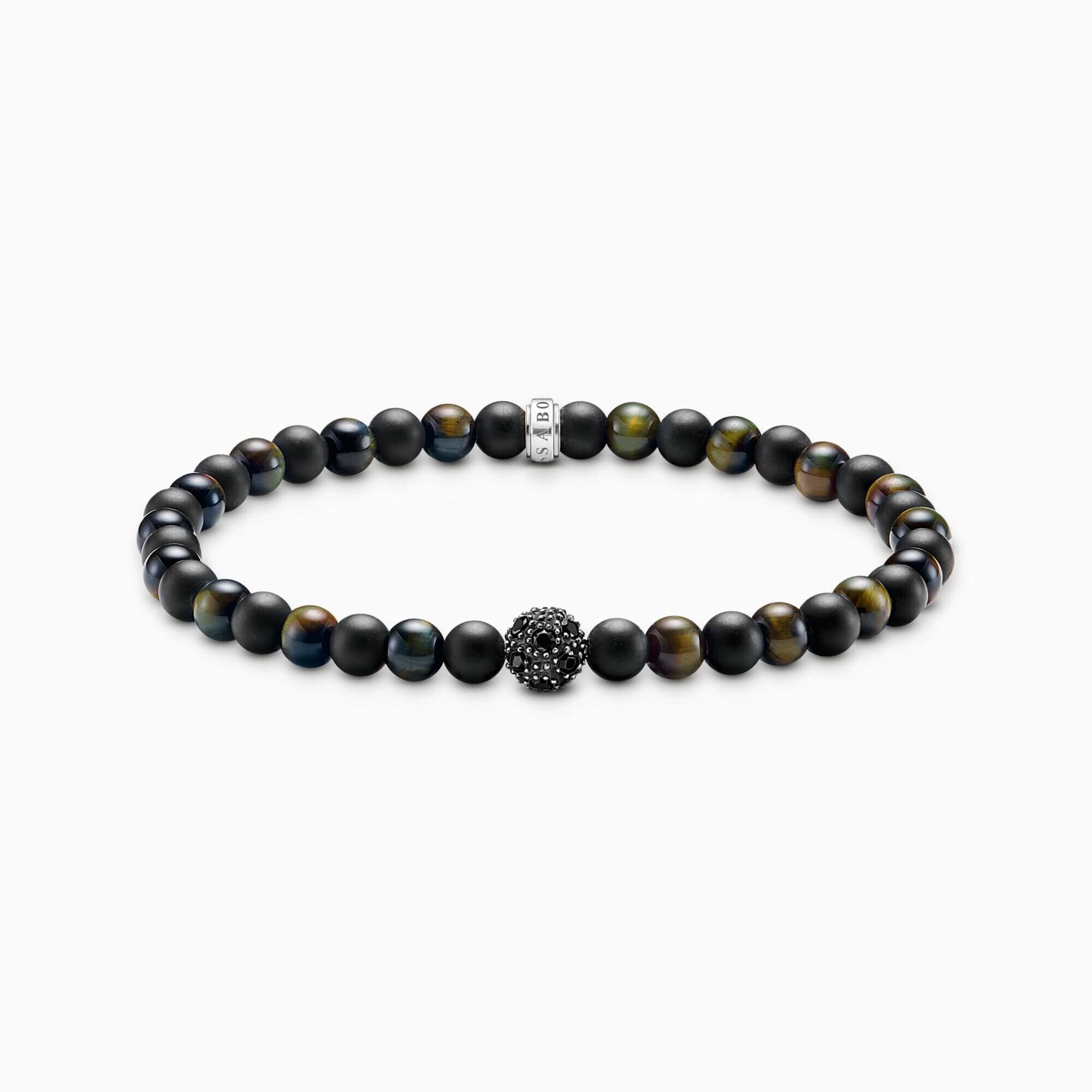 Bracelet talisman énergie positive en obsidienne et œil de tigre - a2184-806-7-l19 - Thomas Sabo