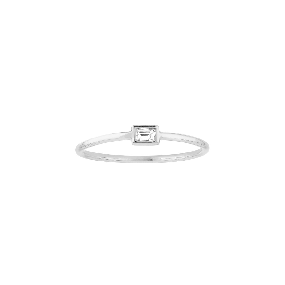 Bague or blanc 14kt avec un diamant baguette - mf034186-14b - Midas Chains