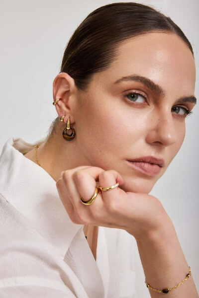 Boucles d'oreilles or Ania Haie oeil de tigre - e076-21g-te - Ania Haie