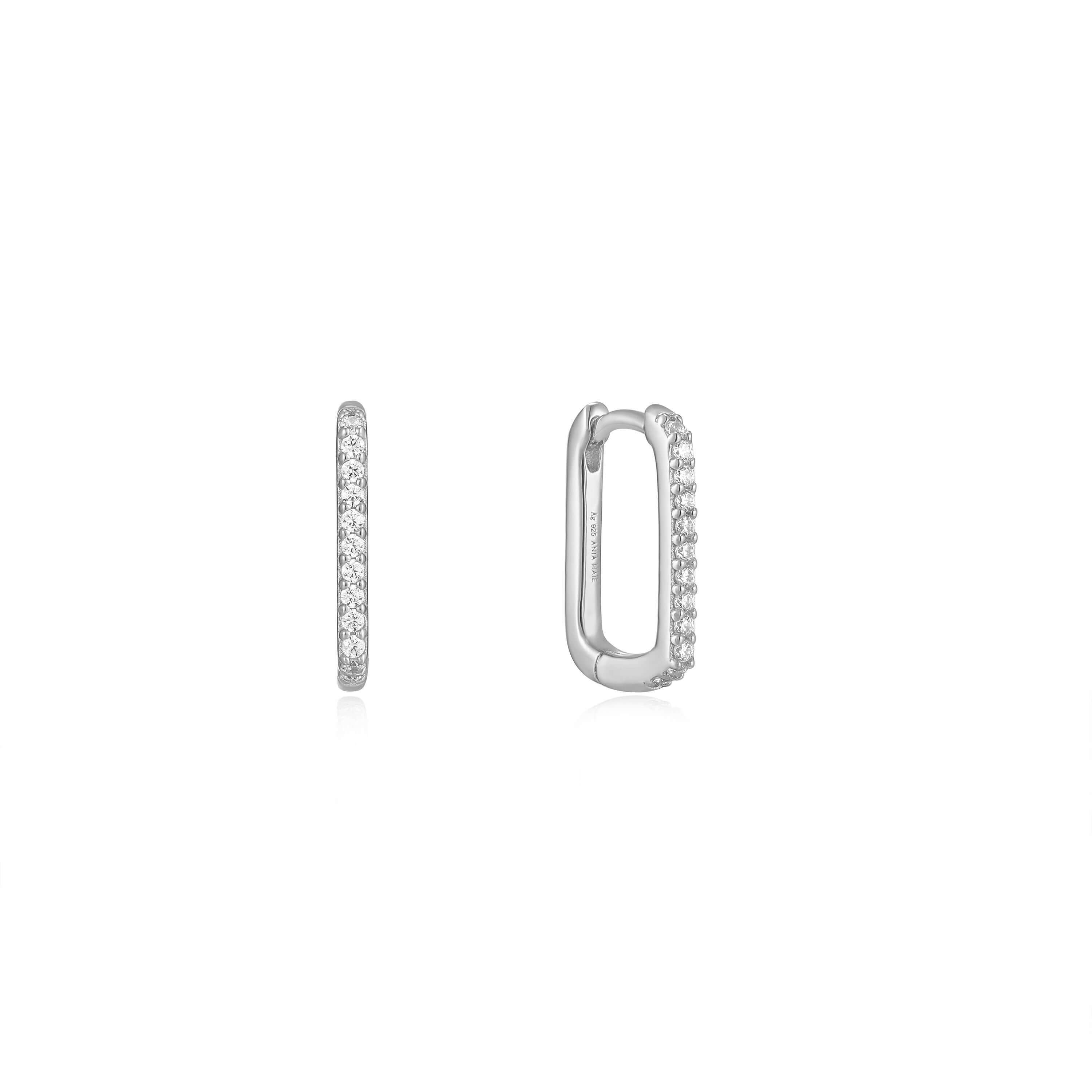boucle d'oreille ania haie argent en ovale 