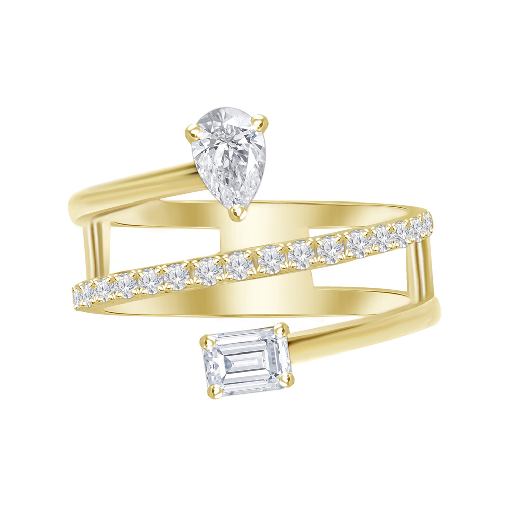 Bague or jaune 18kt avec diamants - hkr00813b - UNISON 18KT