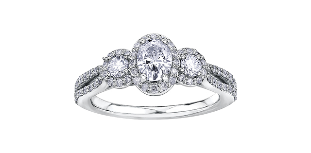 Bague or blanc 14kt avec 1ct de diamants - 30084wg/100 - Corona Company