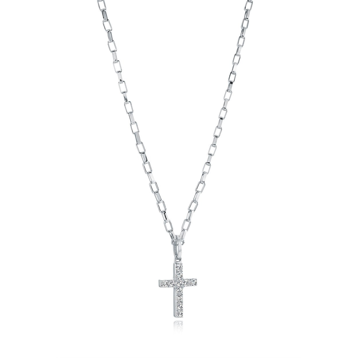 Chaine avec un pendentif de croix en stainless et zircons - sc228 - 