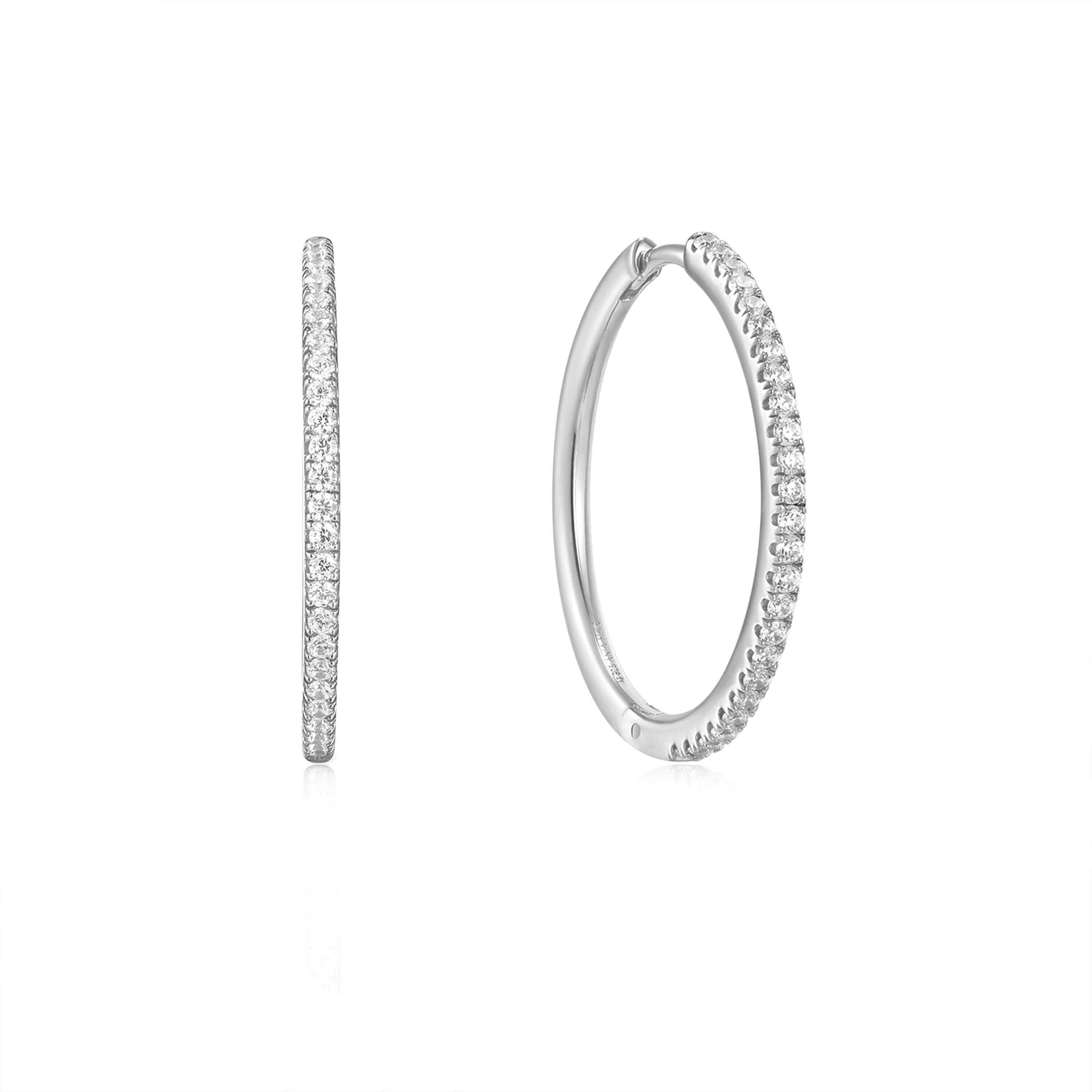 boucle d'oreille ania haie argent en anneau avec pierres scintillantes 