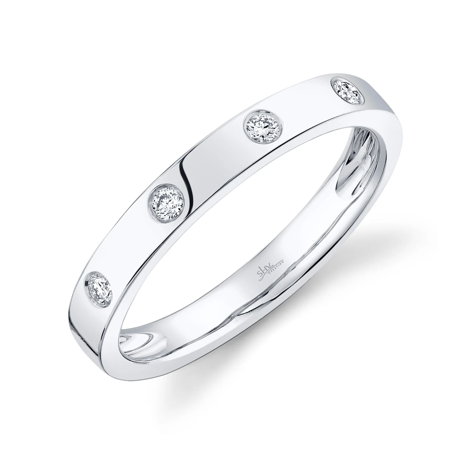 Jonc or blanc 14kt avec diamants - sc55006142v2 - 