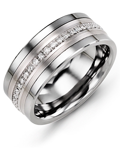 Jonc madani Jonc tungsten or 10kt 15pts 9mm