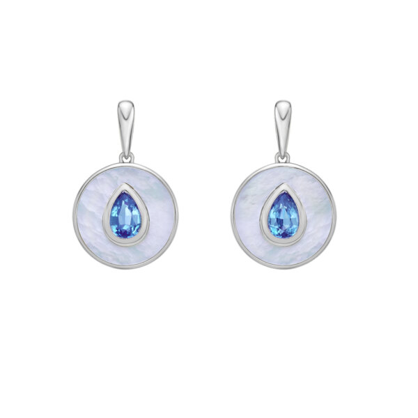 boucles d'oreilles 10kt nacre de perle, topaz bleu 1ct - ew d0581 bt0 - Karat imports ltd