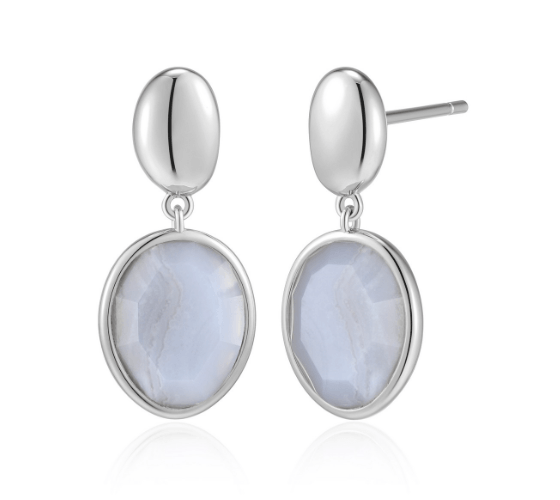 Boucles d'oreilles Elle argent et agathe bleu - r2lcvlab58 - Elle Jewelry