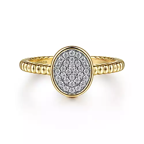 bague signet or 14kt avec diamants - lr52239y45jj - Gabriel & co